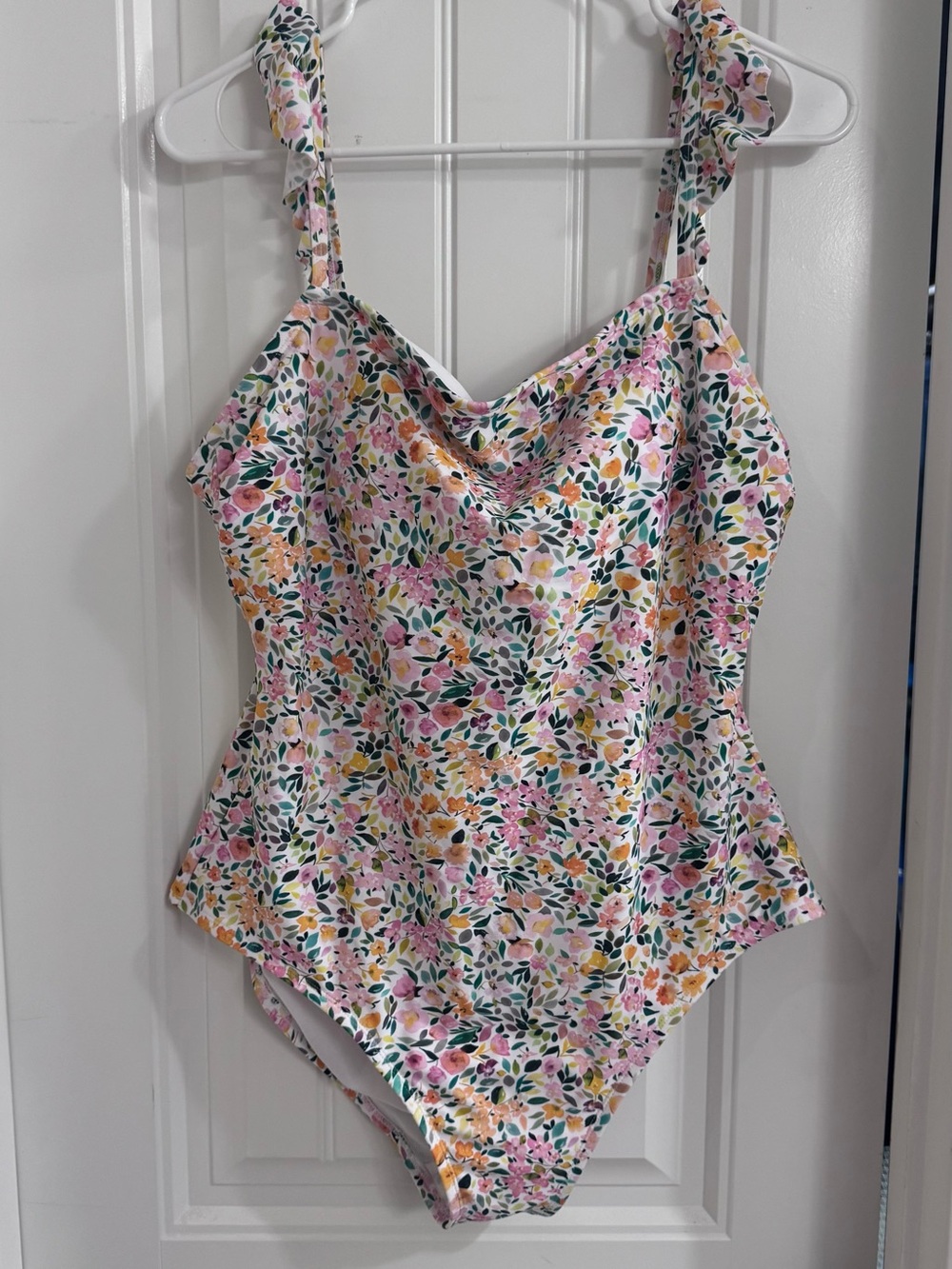 Kona Sol Floral One-Piece Swimsuit in White, Pink, Yellow, Green
